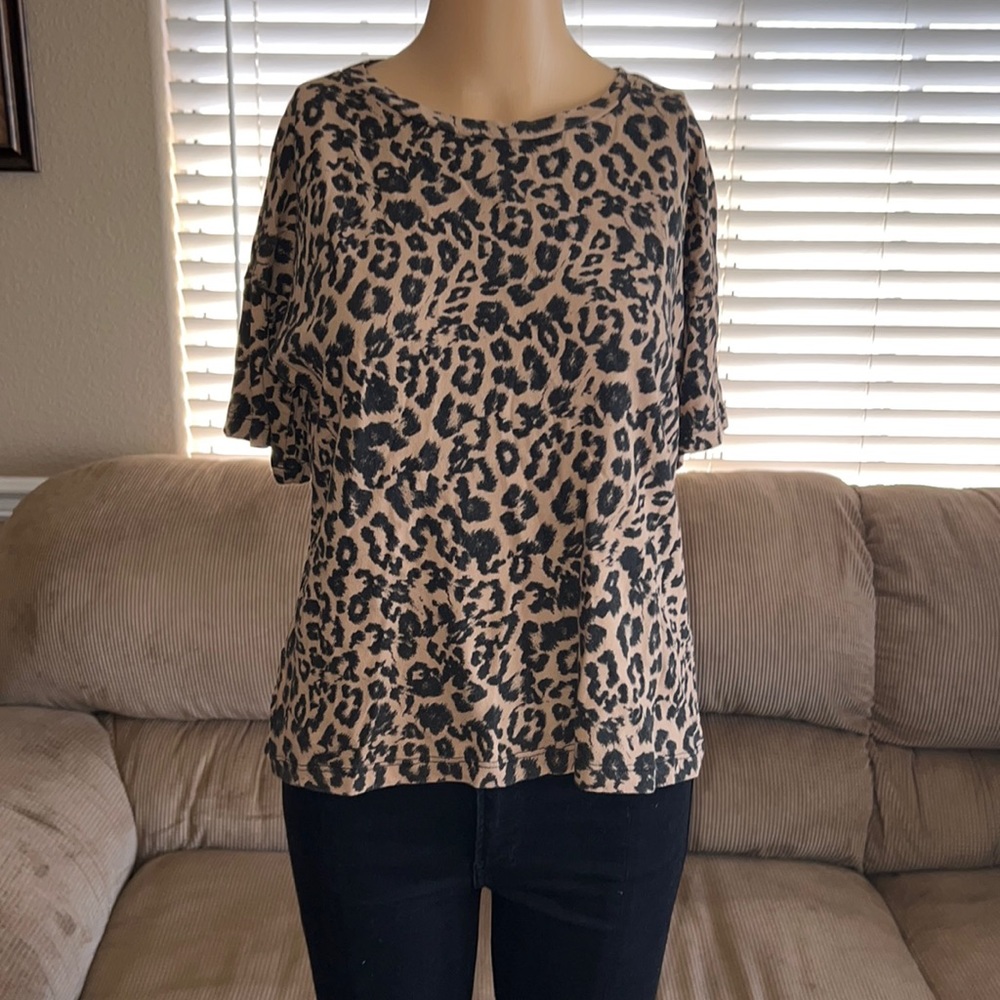 Like New LNA Leopard Boxy Crew Tee